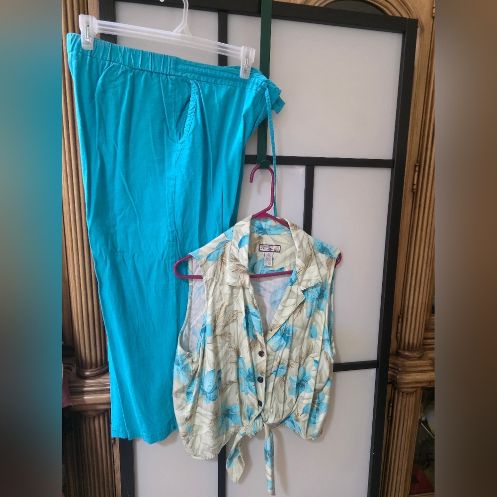 WOMAN 2 PIECE PANTS & CROP TOP SET SIZE 18/XL